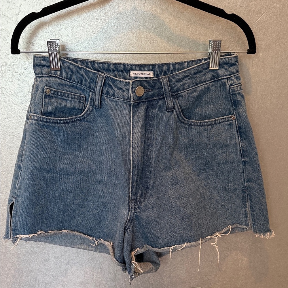 WeWoreWhat Women’s High-Rise Dark Blue Denim Cutoff Shorts
